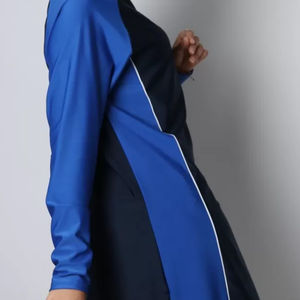 Burkinis islamiques modestes pour femmes, 2 pièces, couvrant entièrement le corps, légers, respirants, en spandex/nylon, col rond, devant en cristal, coupe haute - Product Image 3