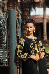 Vestido largo bordado de cuello redondo para mujer, ropa de fiesta de estilo ucraniano - Product Image 4