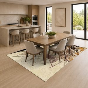 Tapis de salon antidérapant en chenille beige et marron, imprimé numériquement, style abstrait contemporain, lavable en machine - Vente en gros RUGS DEPOT LXDP-0687 - Product Image 4