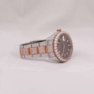 Unique <b>Black</b> Moissanite Diamond <b>Watch</b> for <b>Men</b> Customize Fully Iced Out Luxury Studded Analog Dial Display Wristwatch - Product Image 3