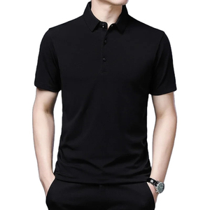 เสื้อเชิ้ตผู้ชายผ้าฝ้ายถักสีพื้นใหม่ 100% แขนสั้น สไตล์ลำลอง พิมพ์ลายดิจิทัล ติดกระดุมหน้า แห้งเร็ว เหมาะสำหรับฤดูร้อน ปกเสื้อแบบลา펠 - Product Image 3