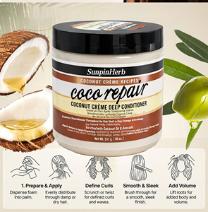 Crema Acondicionadora Profunda 2 en 1 con Fórmula Reparadora de Coco, Hidratante y Suavizante, Marca Privada ODM OEM de Fábrica - Product Image 5