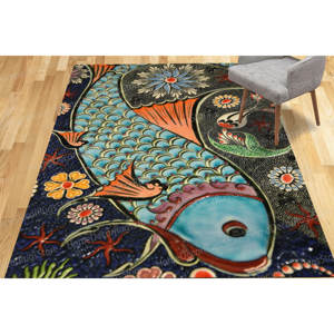 Mosaic Fish Effect <b>Rugs</b>, Ceramic Fish <b>Rug</b>, Printed <b>Rug</b>,Goblen <b>Rug</b> - Product Image 2