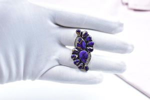 Handmade Purple Dahlia <b>Turquoise</b> And Sterling Silver Adjustable <b>Ring</b> - Product Image 4