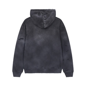 เสื้อฮู้ดดี้สไตล์สตรีทแวร์แบบเรียบ ดีไซน์เองได้ ล้างสีแบบ Stone Washed ให้ดูวินเทจและขาดๆ แบบดิสเทรส รุ่นปี 2026 - Product Image 1