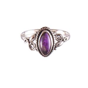 Handmade 925 Sterling Silver Classic Engagement Ring Natural Amethyst Bezel Setting <b>Wedding</b> Oxidized Ring - Product Image 2