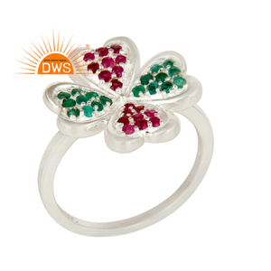 Meilleure vente bague empilable en argent sterling avec rubis naturel et émeraude bijoux personnalisés pour femmes cadeau pour elle - Product Image 1