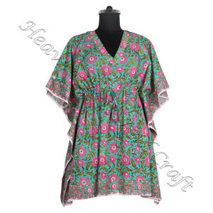 Nouvelle arrivée 2024 indien main bloc imprimé caftan Robe KFCS014 Robe d'été Kimono vacances coupe ample Robe vêtements pour femmes - Product Image 2