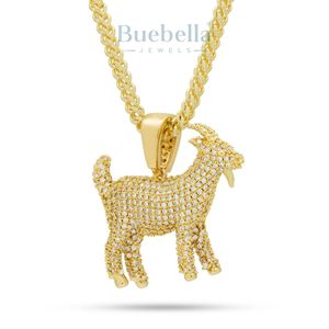 Collier pendentif GOAT pour homme, argent 925 glacé, moissanite plaqué or, inspiré du style du rappeur Notorious, charmes Hip BUEBELLA JEWELS - Product Image 2