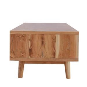 Table basse en teck massif de luxe avec étagère, rangement pratique naturel pour meubles d'extérieur et décoration intérieure - Product Image 4