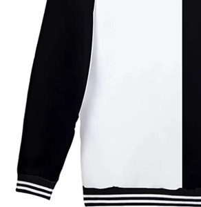 Blouson universitaire unisexe à blocs de couleurs, blouson de baseball noir et blanc avec col et poignets rayés, pour la mode streetwear - Product Image 5