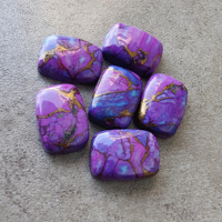 Pierres précieuses calibrées en vrac, de qualité AAA+, en turquoise cuivrée naturelle, forme rectangulaire 10mm x 5mm, cabochon à facettes, dos plat