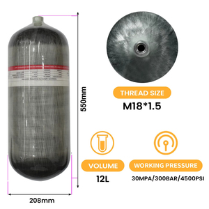 Cylindre d'air de plongée en fibre de carbone 12L 4500psi PCP SCBA, réservoir composite - Product Image 4