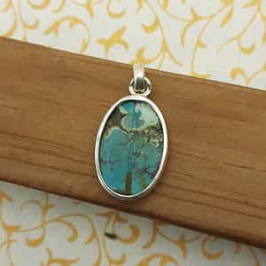 Collier pendentif Firoza tibétain naturel en argent sterling 925 gros pendentif Firoza tibétain fait à la main bijoux en argent sterling - Product Image 4