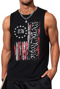 Chemises musculaires sans manches pour hommes Débardeurs graphiques à séchage rapide avec motif patriotique hawaïen de cocotier 100% coton - Product Image 3