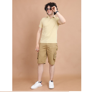 Camiseta clásica Beige para hombre, cómoda camiseta de media manga de algodón 100%, básica versátil de seda de verano elástica definitiva - Product Image 1