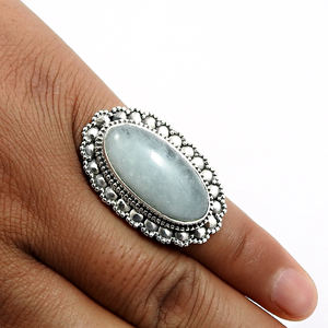 New Arrival Luxury Design 925 Silver Natural Aquamarine Gemstone Oval Shape Ethnic <b>Ring</b> <b>Indian</b> Artisan Look Handcrafted Jewelry - Product Image 3