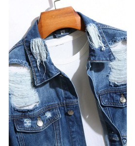 Veste en jean de style vintage de luxe pour hommes-sur mesure Durable confortable respirant coupe-vent Polyester/coton tissu en gros - Product Image 4