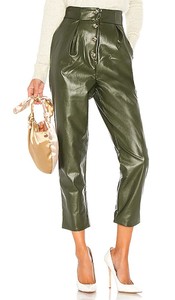 กางเกงเอวสูงสำหรับผู้หญิงกางเกงหนัง PU แบบเรียบกางเกงทรงดินสอมีซิปสีดำลำลองมีกระดุมตกแต่งกลางระบายอากาศได้ดีสำหรับฤดูหนาว - Product Image 4