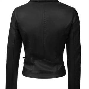 Premium Women's Slim Fit Black PU Leather Biker <b>Jacket</b> Asymmetrical Zip Moto Punk Streetwear Outerwear Fashion Coat Plus Size - Product Image 6