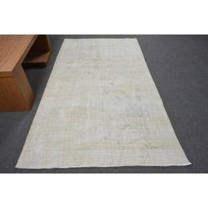 Tapis en laine turque vintage, beige, surdimensionné, 4.4x7,8 pieds, tissage plat, motif patchwork pour décorations de salon, latex - Product Image 1