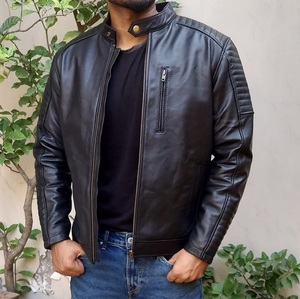 Veste en cuir noir vieilli vintage pour hommes avec fermeture éclair finition robuste et ajustement parfait pour Streetwear élégant de l'Inde - Product Image 1
