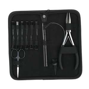 Black <b>Hair</b> <b>Extension</b> Tools Kit Flat Crimping Pliers Pulling Loop Tool Hook Finger <b>Hair</b> Parting Ring & Duck Bill Sectioning <b>Clips</b> - Product Image 6
