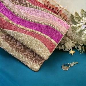 กระเป๋าคลัทช์ผ้าฝ้ายสำหรับผู้หญิงใส่ไปงานปาร์ตี้ HUSSAIN CRAFTS คลาสสิก สีผสม รุ่น GC-BG-330 พิมพ์ลายซิลค์สกรีน ปรับแต่งได้ - Product Image 5