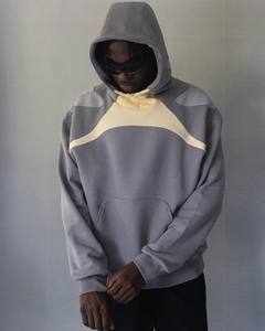 Sweat à capuche imprimé patchwork demi-fermeture éclair à la mode pour hommes Y2K polaire Hip Hop Sports Sweats à capuche surdimensionnés personnalisés - Product Image 2