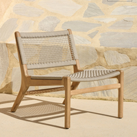 Chaise longue en corde tressée de haute qualité, cadre en teck, imperméable, pour l'extérieur, hôtel, villa, appartement, mobilier de jardin