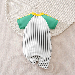 Linda Chaqueta <span class=keywords><strong>de</strong></span> Béisbol <span class=keywords><strong>de</strong></span> Manga Corta con Letras <span class=keywords><strong>a</strong></span> Rayas <span class=keywords><strong>de</strong></span> Cocodrilo <span class=keywords><strong>de</strong></span> Dibujos Animados, Bordada en Blanco y Azul, Estilo Personalizado <span class=keywords><strong>de</strong></span> Fábrica <span class=keywords><strong>para</strong></span> Recién Nacidos - Product Image 2