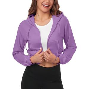 Top Corto con Capucha de Invierno para Mujer, Informal, 100% Algodón Ecológico, Logotipo Frontal Personalizable, Alta Calidad - Product Image 1