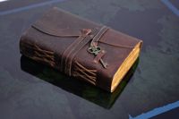 Cuaderno de cuero impreso vintage con 100 hojas en espiral y regalo de encuadernación de costura