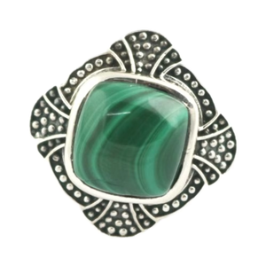 Malachite Cushion Gemstone 925 Sterling <b>Silver</b> Handmade <b>Chunky</b> <b>Ring</b> For Unisex - Product Image 1