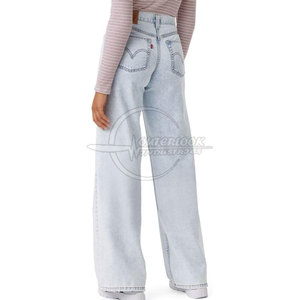 New Design Women Wide Leg Jeans Pant Light <b>Weight</b> Plus Size Wide Leg Jeans Pant <b>For</b> <b>Sale</b> In Adult Size - Product Image 4