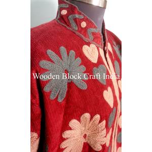 Chaqueta Floral Bordada de Otoño/Invierno para Mujer, Abrigo Étnico Hecho a Mano con Forro de Algodón, Estilo Bohemio con Logotipo Frontal - Product Image 3