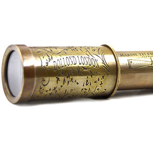 Mini telescopio náutico de estilo victoriano antiguo náutico, catalejo pirata de latón con impresión de huecograbado, telescopio de latón grabado - Product Image 1