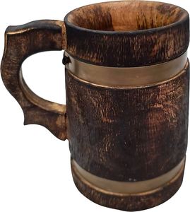 Jarra de cerveza Medieval de alta calidad con acabado quemado, hecha a mano, diseño Medieval duradero, jarra de cerveza con mango de Metal de madera para uso en fiestas - Product Image 4