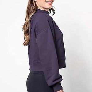 Customized Solid Multiple Colors High Collar Round Neck Casual <b>Sweatshirt</b> <b>Women</b> - Product Image 5