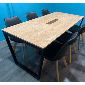 Contemporary 6-Person Meeting <b>Table</b> 180x90 cm Trapeze Concept Assembly System HBTC010 for Conference Room Hotel <b>Office</b> Furniture - Product Image 5