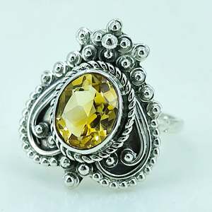 Bague en argent sterling 925 avec citrine, faite à la main, pierre précieuse ovale jaune naturelle, bijoux de promesse, pendentifs et breloques tendance de novembre - Product Image 6