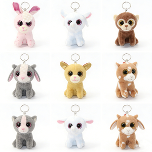 Customized <b>Cute</b> Plush Animal Keychains 3D Cartoon Soft Toy Pendant with Embroidered Design Stress Relief Various Colors Designs - Product Image 1