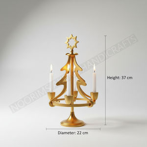 เชิงเทียนรูปต้นคริสต์มาสต้นไม้โค้งแบบโบราณโลหะสีทองตกแต่งโต๊ะสำหรับวันหยุด - Product Image 5