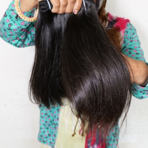 Cabello Natural 100% Indio Liso, Extensiones de Cabello Humano Virgen Remy con Cutícula Alineada, Color Negro Natural, Doble Trama - Product Image 6