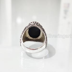 Bague pour homme en argent sterling 925 avec pierre précieuse onyx noir naturel, pierre de naissance de décembre, toutes tailles, bijoux arabes fins, vente en gros - Product Image 6