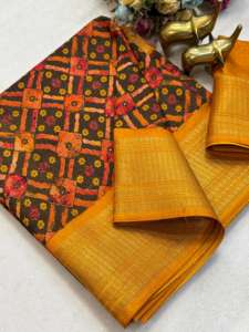 Hermoso Sari de Georgette Suave para Mujer Adulta, con Borde de Zari y Hermoso Diseño Bandhani - Product Image 2