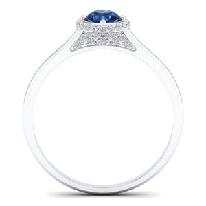 Anillo REYES Elegance de Plata de Ley 925 con Moissanita Certificada GRA, Halo Oculto, Gema de Zafiro Azul Natural, Joyería Fina - Product Image 4
