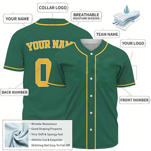 เสื้อกีฬาเบสบอลตาข่ายโพลีเอสเตอร์/ ซอฟต์บอลผ้าโพลีเอสเตอร์แบบระเหิดเสื้อคอวีแบบแห้งเร็วระบายอากาศได้ดีมี2ปุ่มว่างโลโก้ออกแบบได้ตามต้องการ - Product Image 2