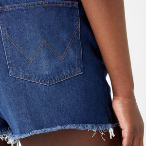 Pantalones cortos de mezclilla azules informales de verano personalizados de alta calidad para mujer, bolsillos en la cintura con Logo estampado con agujeros rasgados, los mejores personalizados - Product Image 4