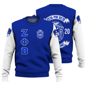 Sweat-shirt brodé avec lettres grecques Zeta Phi Beta pour femmes, bleu, sororité 1920, col rond - Product Image 3